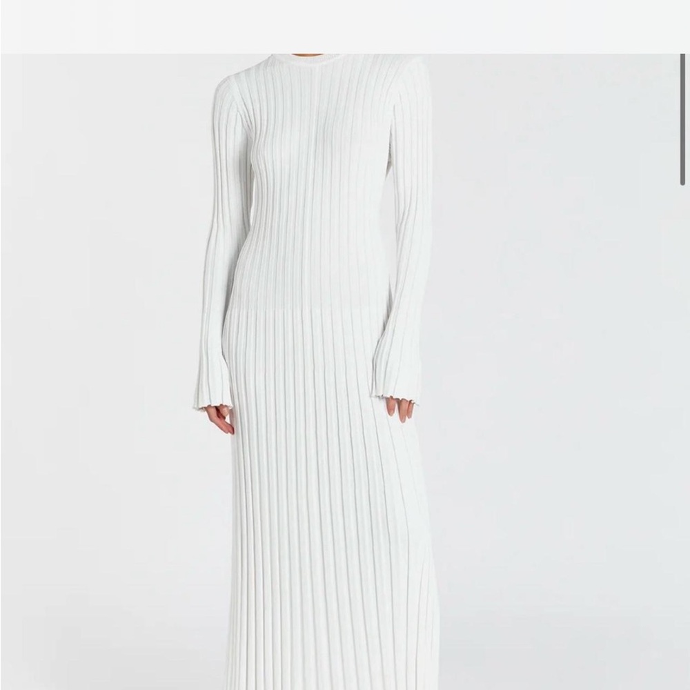 DISSH White Long Sleeve Ribbed Dress